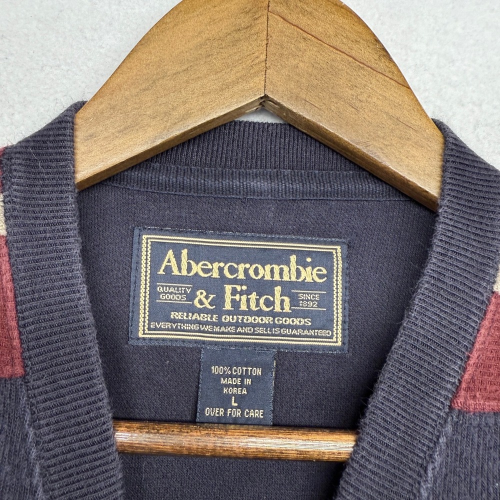 Vintage Abercrombie Fitch Shirt men's Large Blue Red Thick Heavyweight Blank 90s - Picture 5 of 7